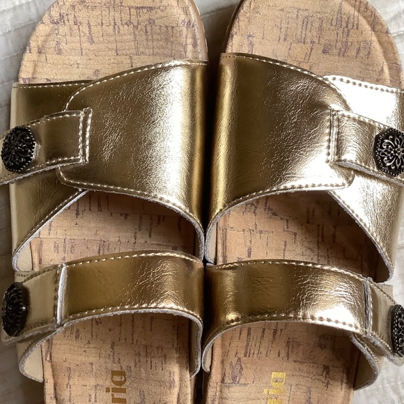Alegria Krystal Leather Adjustable Slide Sandals Champagne SZ 37 - Picture 8 of 16
